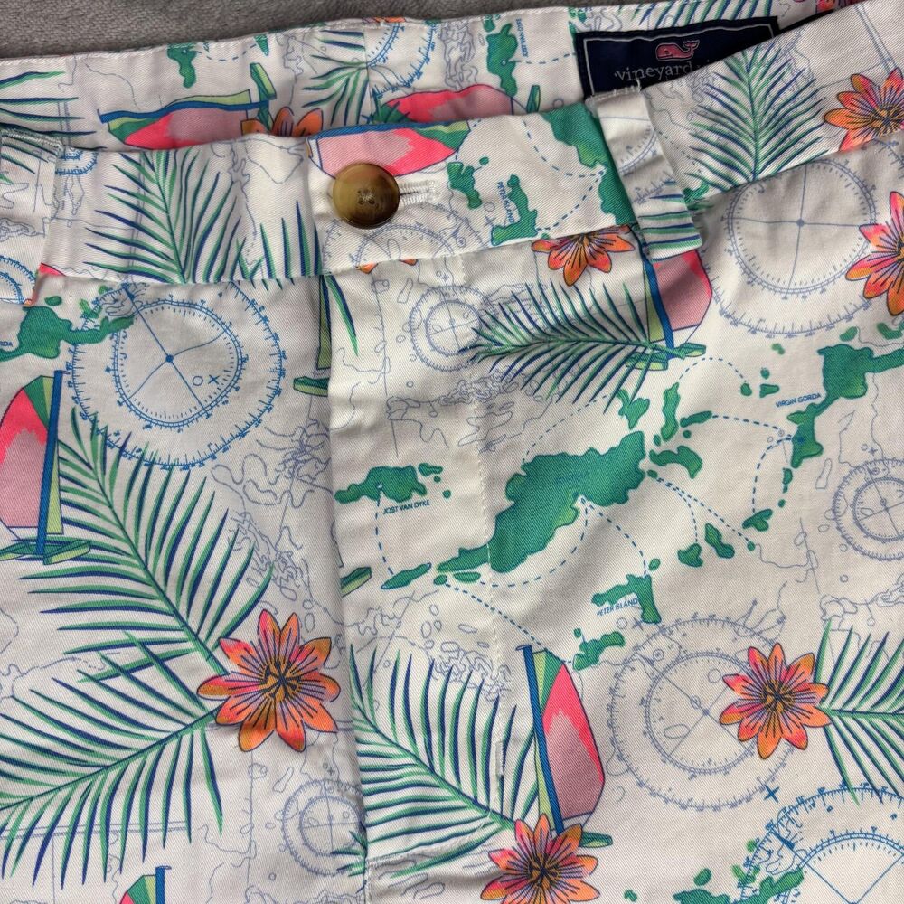 Vineyard Vines Shorts Mens 30 Nautical Map Floral Chino Stretch Beach 1H001247 - Picture 7 of 13
